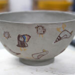 Slipcast bowl ready to fire