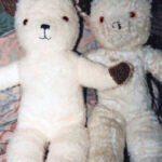 Teddy bear (left) made as a replica of original 1950s bear (right)